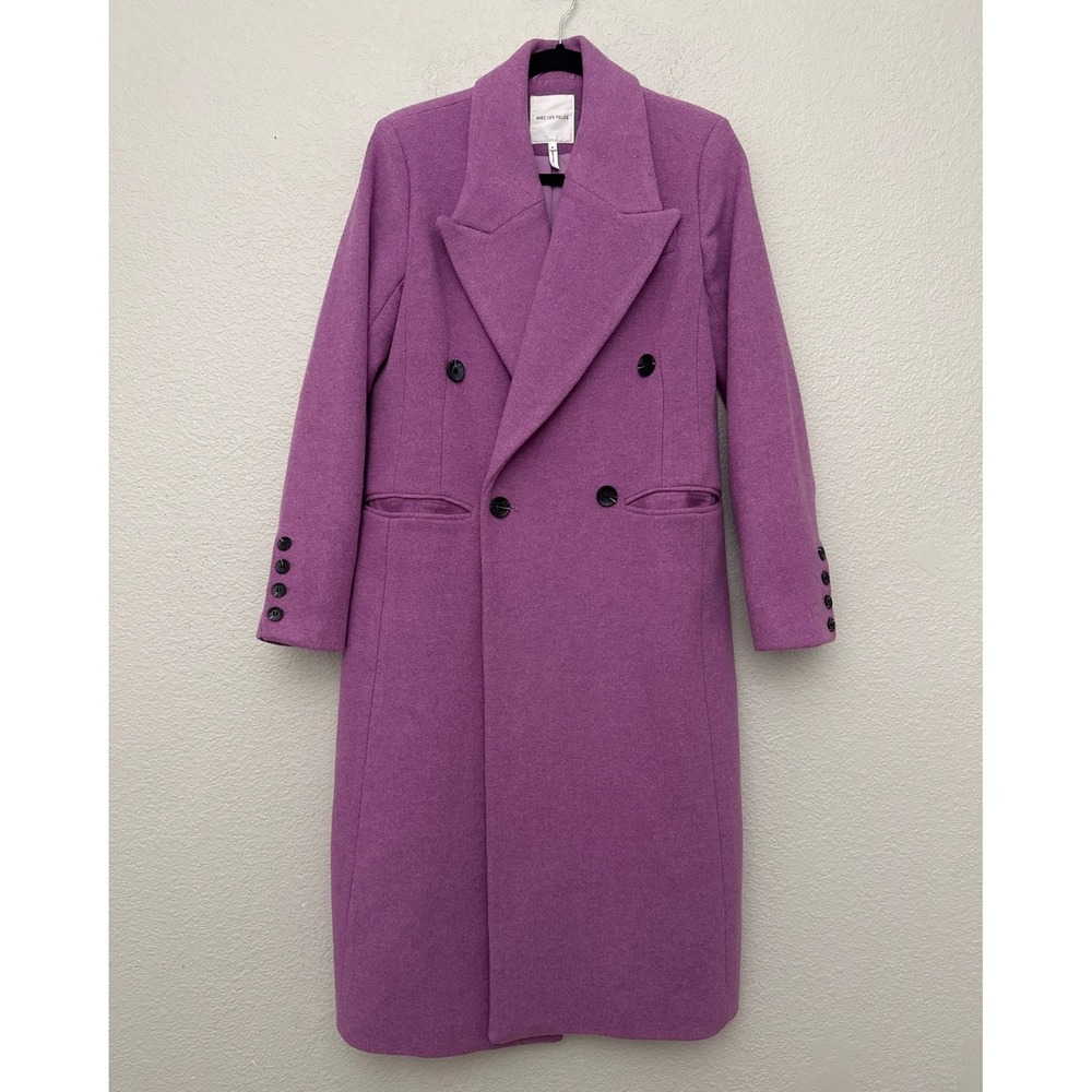 Avec Les Filles Long Coat Purple Double Breasted Size Medium